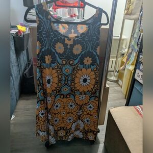 Women's Casual Swing Simple T-Shirt Loose Dress Yellow Sunflower Size 2X